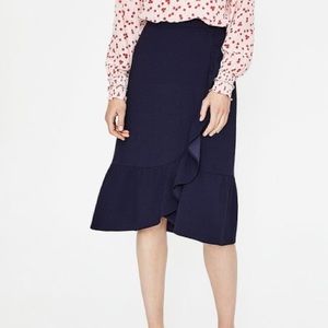 Boden Navy Midi Skirt with Ruffle NWOT Size: 8